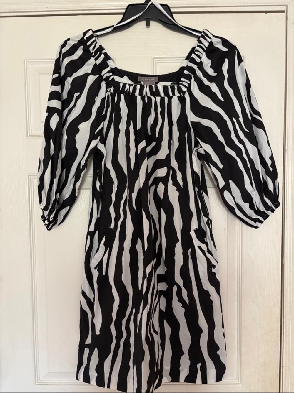 Kenar Black and White Zebra Print Dress